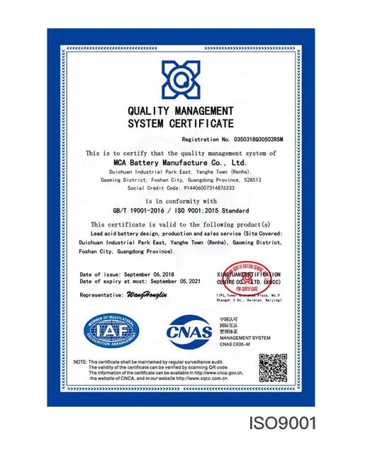 Certificate iso9001