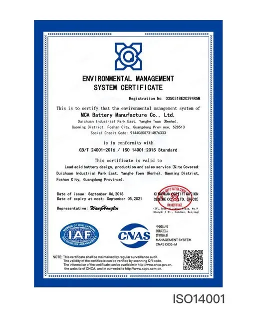 Certificate iso14001