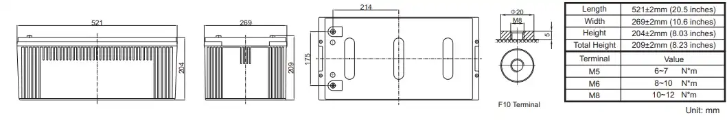bp12-230 12v230ah layout